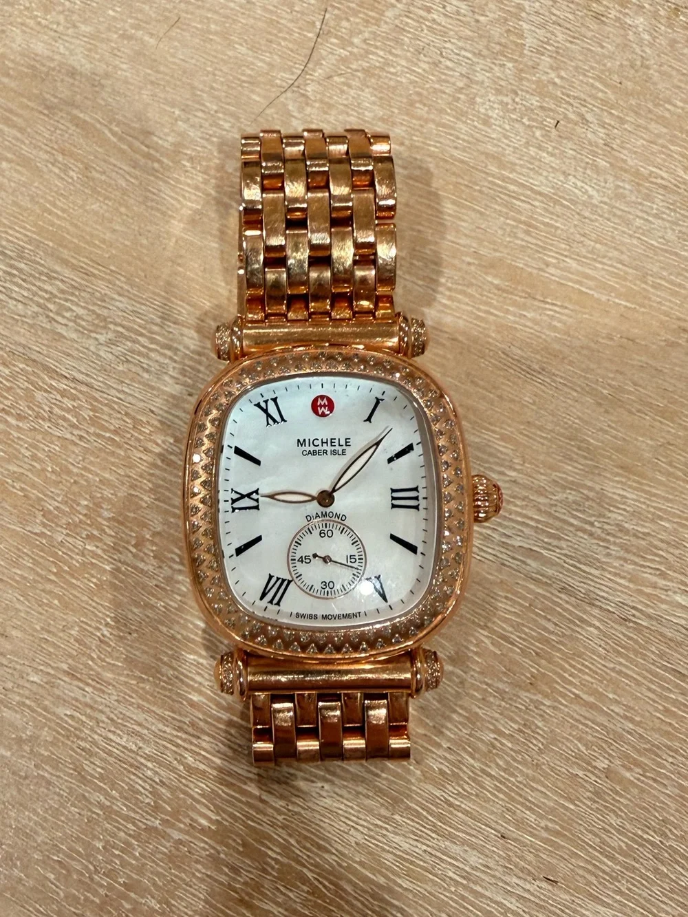 Michele Caber Isle Mother of Pearl Diamond 18 kt Rose Gold-Plated Ladies Watch